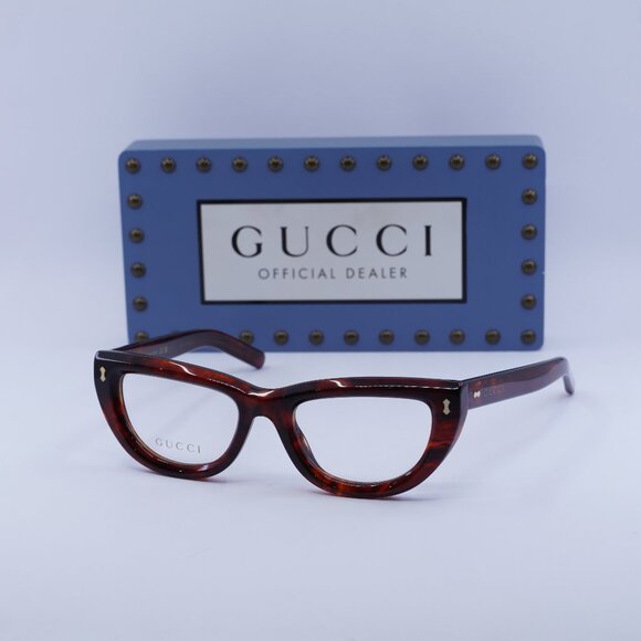 Gucci GG1521O 003 Cat Eye Eyeglasses 51mm - Dark Havana - Picture 1 of 10